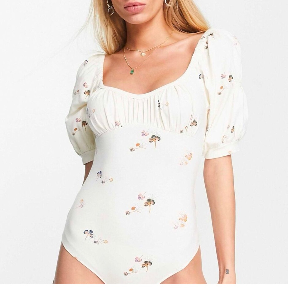 NWT Free People Play Date Floral Print Bodysuit Size XS